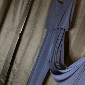 Navy Halter Elastic Waist Flare Leg Jumpsuit